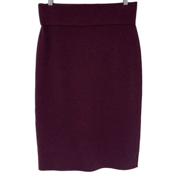 Club Monaco Sundith Midi Pencil Skirt 100% Wool Burgundy Women Medium Office - Picture 3 of 6